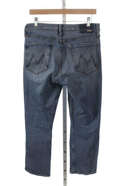 Mother Superior Womens Straight Blue Cotton Jeans High Rise Size 30