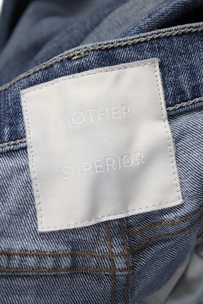 Mother Superior Womens Straight Blue Cotton Jeans High Rise Size 30