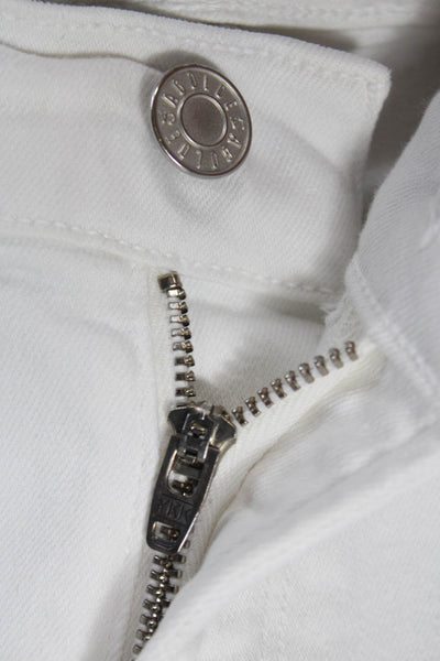 Agolde Women Ankle Jeans White Mid Rise Button Cotton Size 30