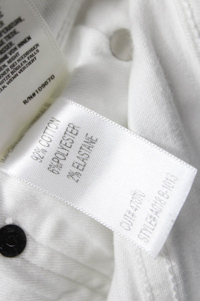 Agolde Women Ankle Jeans White Mid Rise Button Cotton Size 30