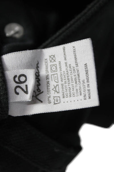 Rowan Womens Black Wide Leg Cotton Blend Jeans Size 26