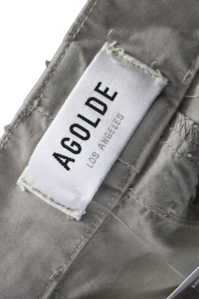 Agolde Women Cargo Pants Beige Cotton Button Closure Size 28