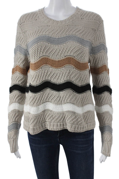 Cotton By Autumn Cashmere Women Pullover Sweater Beige Crewneck Size M