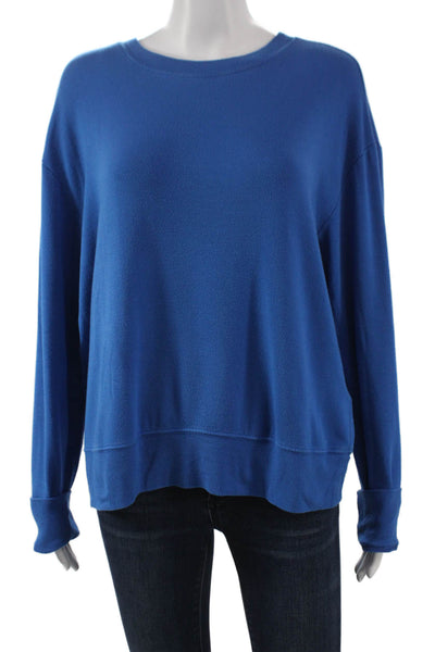 Splits 59 Womens Pullover Sweatshirt Blue Modal Crew Neck Long Sleeve Size L