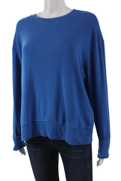 Splits 59 Womens Pullover Sweatshirt Blue Modal Crew Neck Long Sleeve Size L