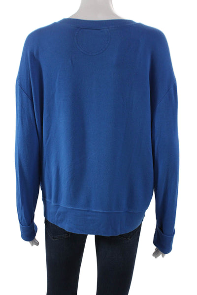 Splits 59 Womens Pullover Sweatshirt Blue Modal Crew Neck Long Sleeve Size L