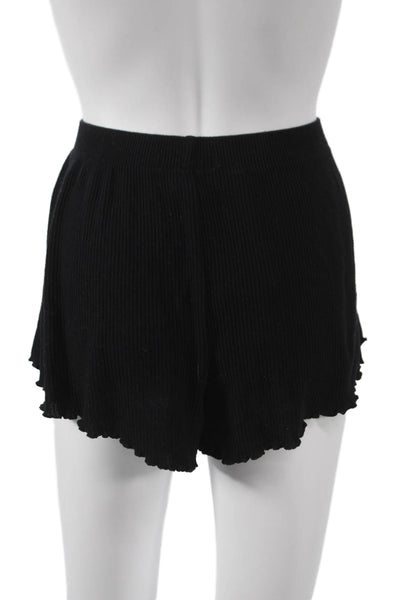 PJ Salvage Women Black Solid Rayon Button Shorts Size L