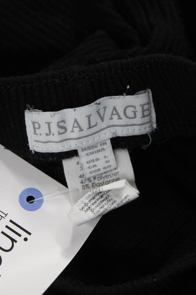 PJ Salvage Women Black Solid Rayon Button Shorts Size L