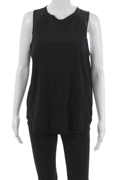 Lululemon Women Black Sleeveless Basic Tank Polyester Round Neck Size S