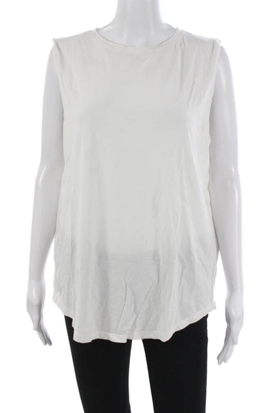 Lululemon Women White Basic Sleeveless Round Neck Tank Polyester Size 10