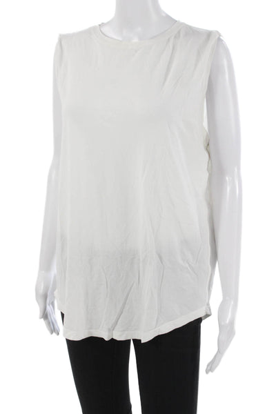 Lululemon Women White Basic Sleeveless Round Neck Tank Polyester Size 10