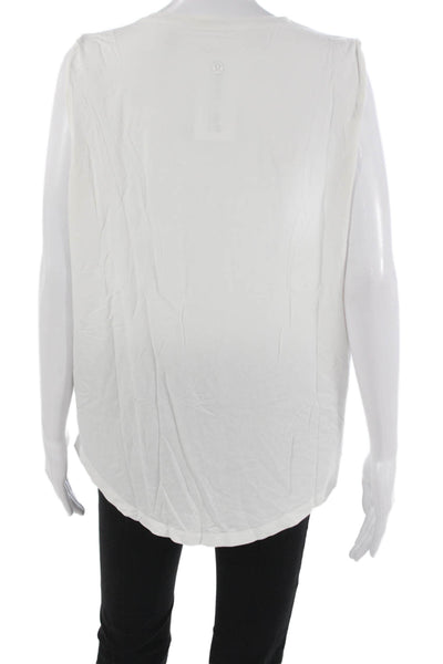 Lululemon Women White Basic Sleeveless Round Neck Tank Polyester Size 10