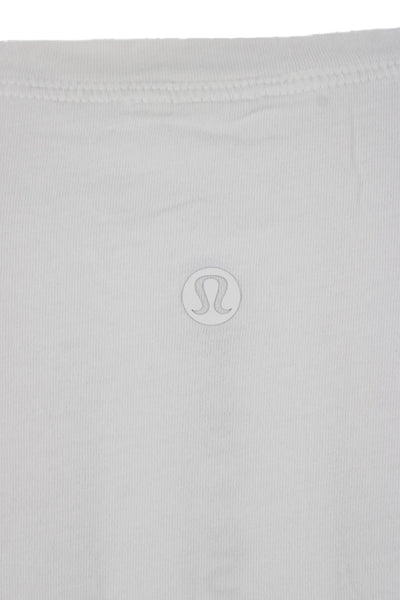Lululemon Women White Basic Sleeveless Round Neck Tank Polyester Size 10
