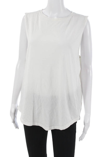 Lululemon Women Basic Cotton White Round Neck Tank Size 10