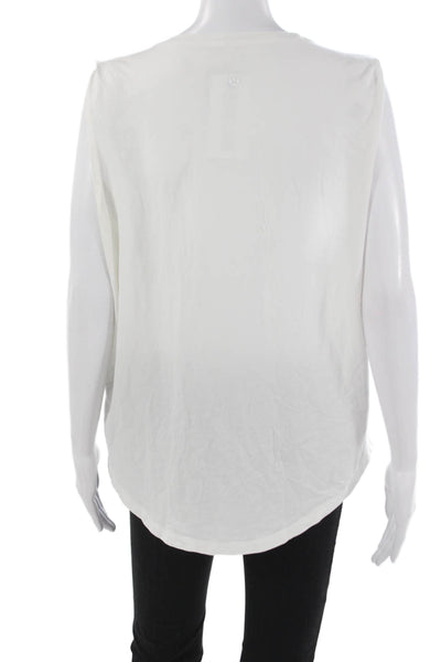 Lululemon Women Basic Cotton White Round Neck Tank Size 10