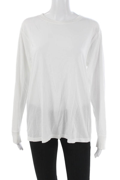Lululemon Womens White Pima Cotton Crew Neck Long Sleeve Basic T-Shirt Size 6