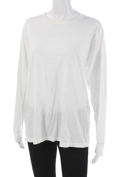 Lululemon Womens White Pima Cotton Crew Neck Long Sleeve Basic T-Shirt Size 6