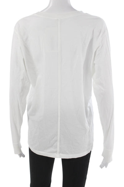 Lululemon Womens White Pima Cotton Crew Neck Long Sleeve Basic T-Shirt Size 6