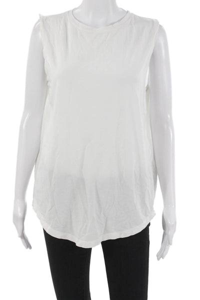 Lululemon Women White Basic Sleeveless Tank Crew Neck Cotton Blend Size 8