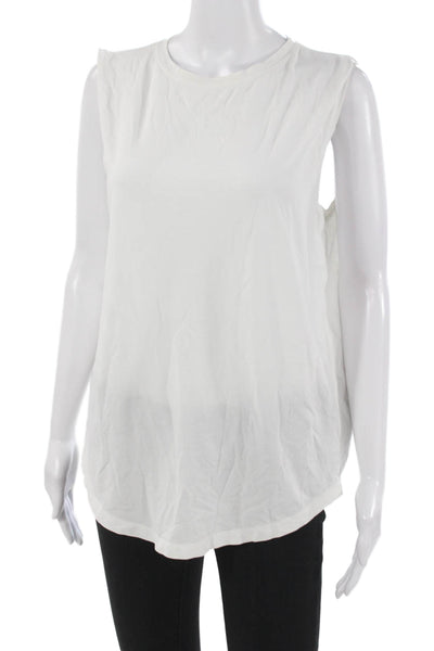 Lululemon Women White Basic Sleeveless Tank Crew Neck Cotton Blend Size 8
