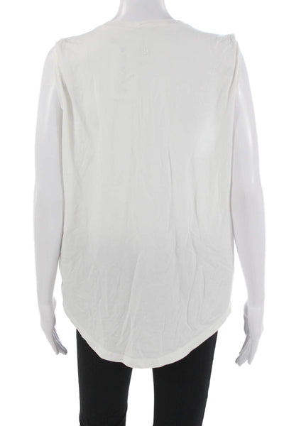 Lululemon Women White Basic Sleeveless Tank Crew Neck Cotton Blend Size 8