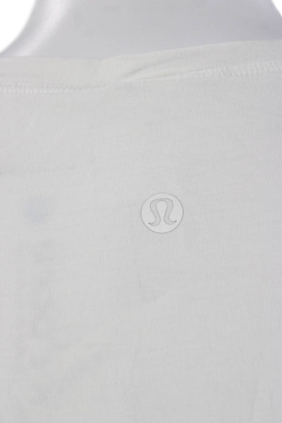 Lululemon Women White Basic Sleeveless Tank Crew Neck Cotton Blend Size 8