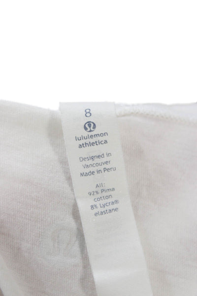 Lululemon Women White Basic Sleeveless Tank Crew Neck Cotton Blend Size 8