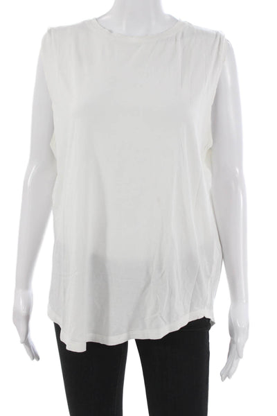 Lululemon Women White Basic Sleeveless Tank Polyester Round Neck Size S