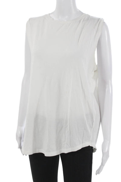 Lululemon Women White Basic Sleeveless Tank Polyester Round Neck Size S
