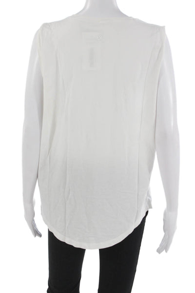 Lululemon Women White Basic Sleeveless Tank Polyester Round Neck Size S