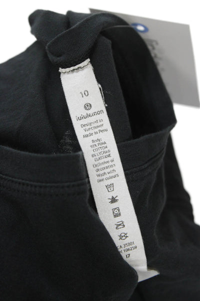 Lululemon Womens Black Pima Cotton Basic Tank Sleeveless Round Neck Size 10