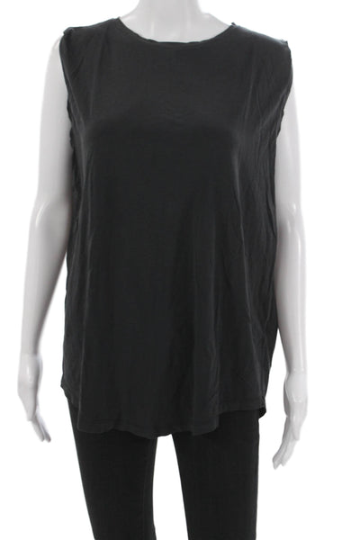 Lululemon Women Basic Sleeveless Tank Gray Polyester Round Neck Size L