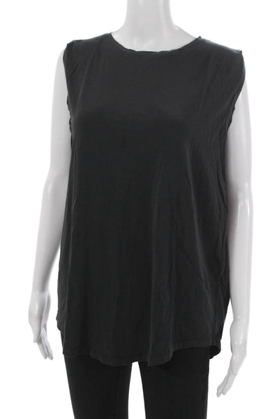 Lululemon Women Basic Sleeveless Tank Gray Polyester Round Neck Size L