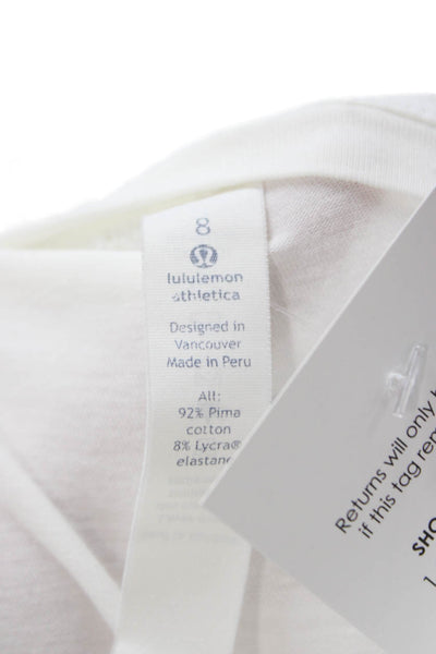 Lululemon Womens Basic Sleeveless Crew Tank White 92% Pima Cotton Size 8
