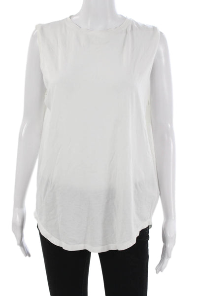 Lululemon Women Basic White Pima Cotton Round Neck Tank Size 8