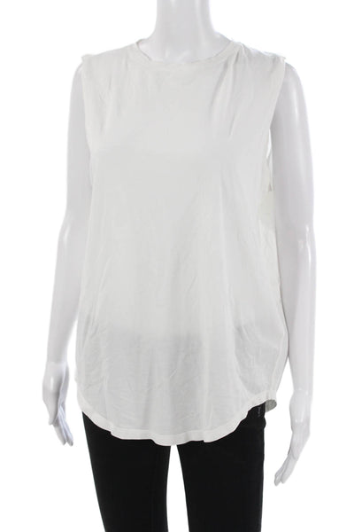 Lululemon Women Basic White Pima Cotton Round Neck Tank Size 8