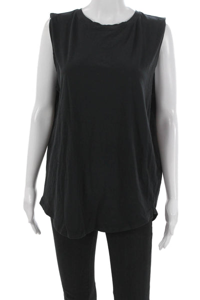 Lululemon Women Basic Pima Cotton Black Tank Top Round Neck Size 10