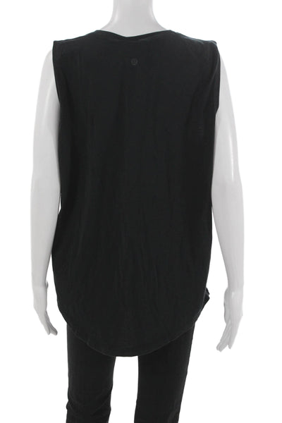 Lululemon Women Basic Pima Cotton Black Tank Top Round Neck Size 10