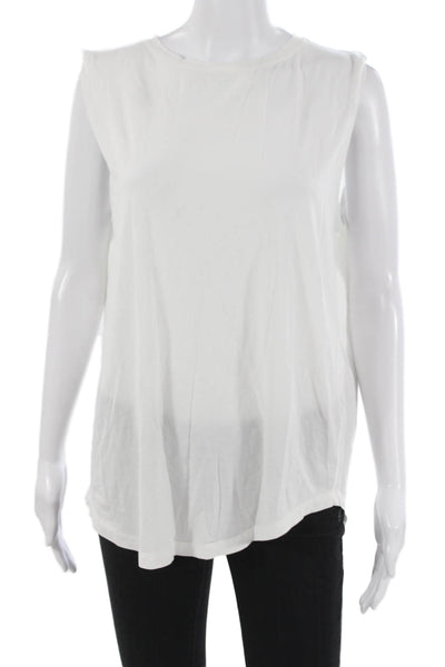 Lululemon Women White Basic Sleeveless Tank Round Neck 91% Pima Cotton Size 10
