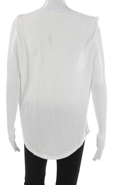 Lululemon Women White Basic Sleeveless Tank Round Neck 91% Pima Cotton Size 10