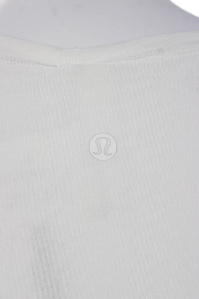 Lululemon Women White Basic Sleeveless Tank Round Neck 91% Pima Cotton Size 10
