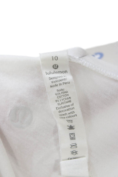 Lululemon Women White Basic Sleeveless Tank Round Neck 91% Pima Cotton Size 10
