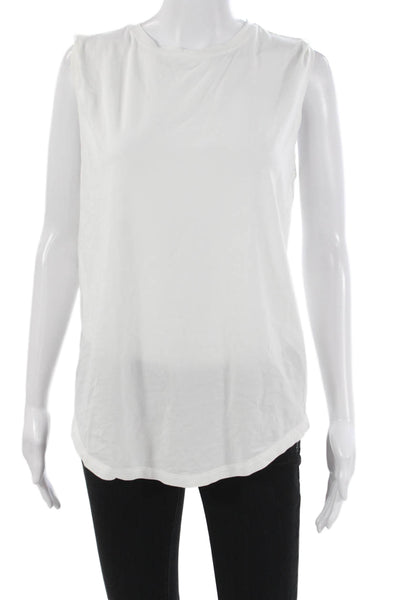 Lululemon Womens White Basic Sleeveless Pima Cotton Crew Neck Tank Size 8