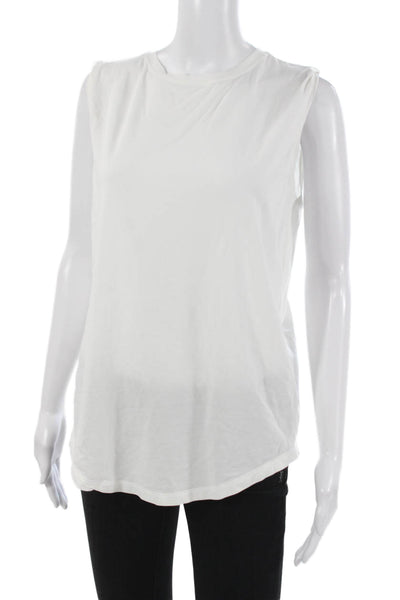 Lululemon Womens White Basic Sleeveless Pima Cotton Crew Neck Tank Size 8