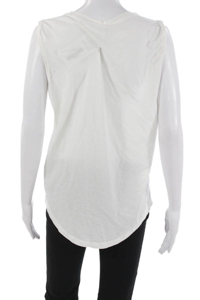 Lululemon Womens White Basic Sleeveless Pima Cotton Crew Neck Tank Size 8