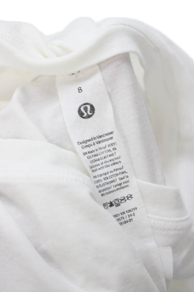 Lululemon Womens White Basic Sleeveless Pima Cotton Crew Neck Tank Size 8