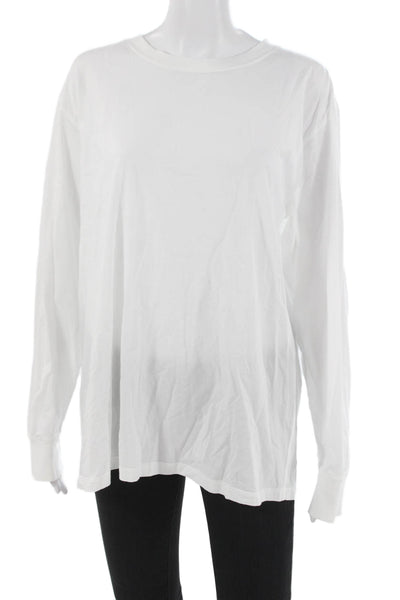 Lululemon Women Basic T-Shirt White Pima Cotton Long Sleeve Crew Neck Size 10