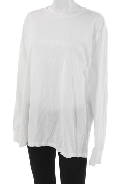 Lululemon Women Basic T-Shirt White Pima Cotton Long Sleeve Crew Neck Size 10