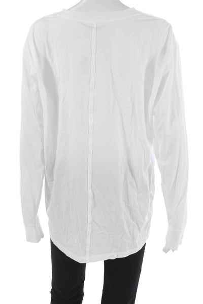 Lululemon Women Basic T-Shirt White Pima Cotton Long Sleeve Crew Neck Size 10