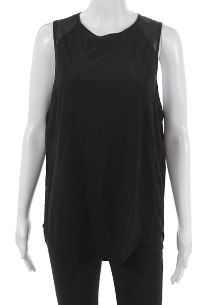 Designer Womens Basic Black Tank Sleeveless Round Neck Polyester Size S